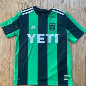 Adidas Austin FC Kids Green and Black Soccer Jersey